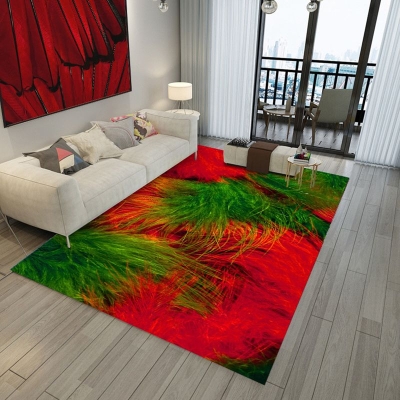 Tappeto moderno verde scuro Tappeto in poliestere 3D con piume Tappeto lavabile per salotto