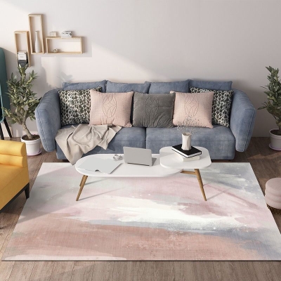 Tappeto nordico Tappeto beige in poliestere antimacchia per camera da letto