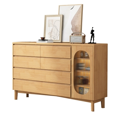 Traditionelle Aufbewahrungstruhe aus massivem Holz, Kommode mit 6 Schubladen