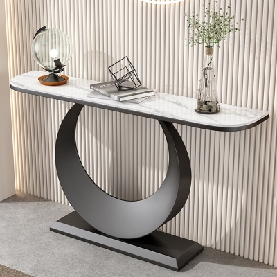 Kratzfester Glamour-Konsolentisch aus Marmor/Metall mit Halbmond-Abstrakt