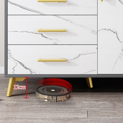 16" breite Glam-Aufbewahrungskommode aus Stein f&uuml;r Schlafzimmer in Wei&szlig; mit Schubladen