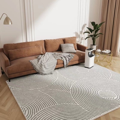 Tappeto Moderno Grigio Chiaro Tappeto Linea Irregolarit&agrave; in Poliestere Tappeto Lavabile per Soggiorno