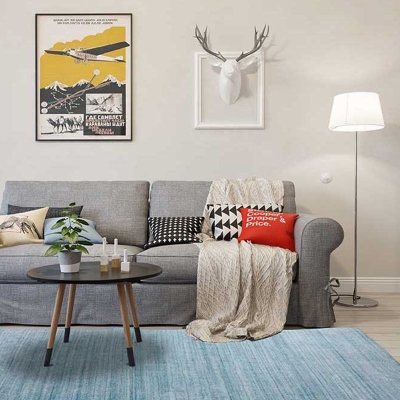 Tappeto moderno blu Tappeto lavabile in poliestere di colore puro per la decorazione domestica