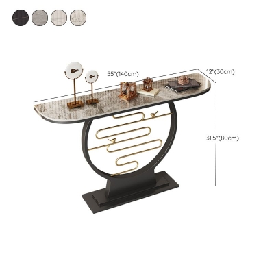 Consolle in pietra a mezzaluna Tavolo da accento alto 31,5" a 1 ripiano con base astratta