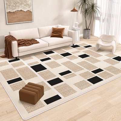 Tappeto tono marrone Tappeto in lana lavabile con motivo geometrico per la decorazione domestica