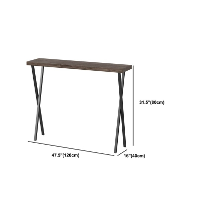 Mid-Century-Konsolensofatisch aus massivem Holz, X-Basis-Konsolentisch, 31,49" H