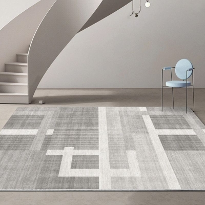 Tappeto moderno a righe Tappeto in poliestere grigio Tappeto resistente agli strappi per soggiorno