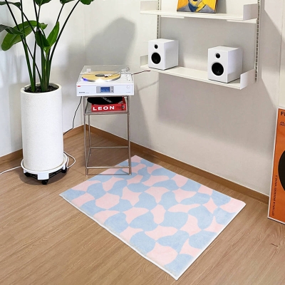 Tappeto moderno viola Tappeto con stampa a quadri in poliestere Tappeto lavabile per soggiorno