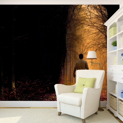 Carta da parati con paesaggi fotografici, decorazione murale decorativa antimacchia
