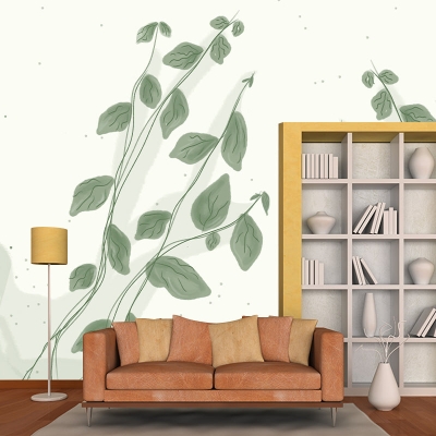 Illustrazione Carta da parati con motivo vegetale Carta da parati resistente alle macchie per soggiorno