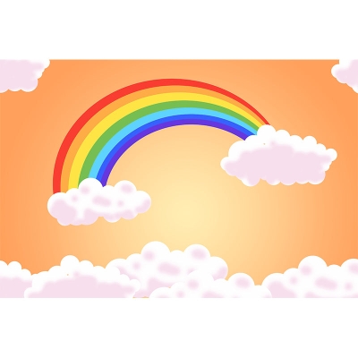 Carta da parati ambientale per camera da letto con illustrazione arcobaleno di cartoni animati