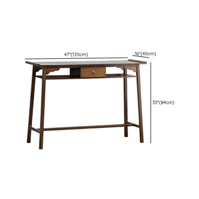 Mid-Century Modern Konsolentisch Dunkelbrauner rechteckiger Konsolentisch aus massivem Holz