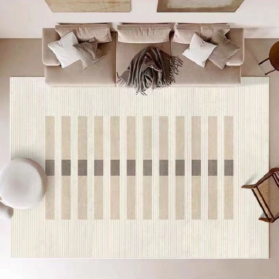 Tappeto beige in stile moderno, a forma rettangolare, resistente alle macchie, per la decorazione domestica