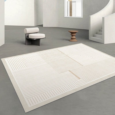 Tappeto Linea Causale Tappeto Poliestere Beige Tappeto Antistrappo per Soggiorno