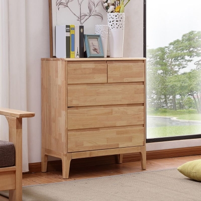 Cassetta portaoggetti moderna in legno di gomma per camera da letto con cassetti