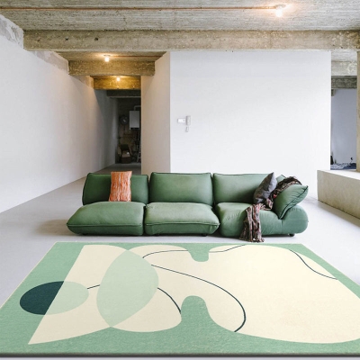 Tappeto casual beige Tappeto a blocchi di colore in poliestere Tappeto lavabile per la decorazione domestica