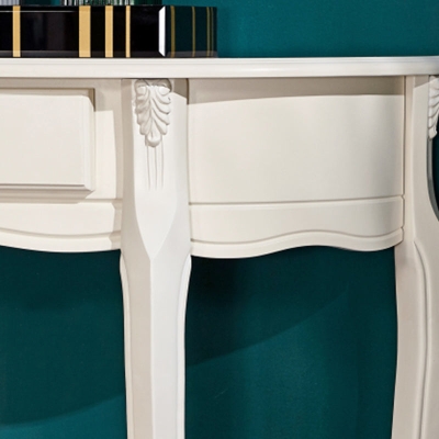 Mid-Century Modern Konsolentisch Halbmond 4 Beine Sofakonsolentisch aus gummiertem Holz