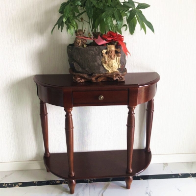 Mid-Century Modern Sofatisch Halbmond-Bodenregal Dunkelbrauner Konsolentisch