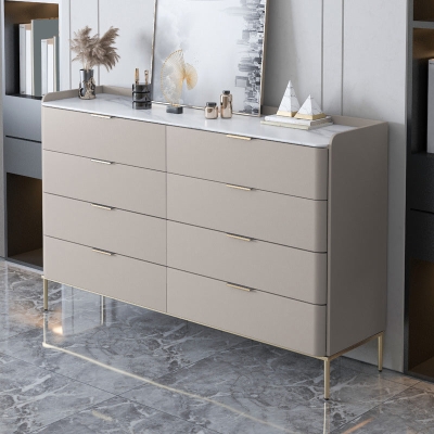 Klassische Glam-Doppelkommode aus Stein mit horizontaler Aufbewahrung f&uuml;r das Schlafzimmer