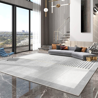 Tappeto Moderno Grigio Chiaro Tappeto Linea Poliestere Tappeto Lavabile per Soggiorno