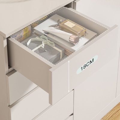 Moderne Kommode in Braun/Wei&szlig;, Kombi-Kommode aus Holz mit Schubladen und T&uuml;ren