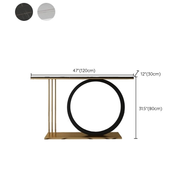Rechteckiger Glam-Konsolentisch mit antikem Finish, Konsolen-Sofatisch aus Marmor