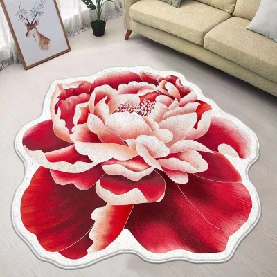 Tappeto a fiori rosa Tappeto semplice in poliestere Tappeto con supporto antiscivolo per salotto