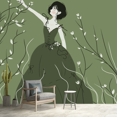 Illustrazione Carta da parati murale resistente alla muffa Ritrattistica Decorazione murale per interni