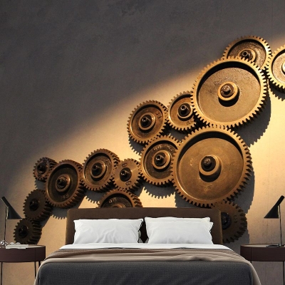 Metallgetriebe-Fotografie, schmutzabweisende Tapete, Wohnzimmer-Wandbild