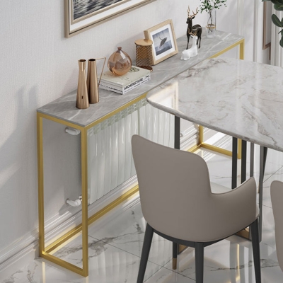 33,46" hoher Glam-Konsolen-Sofatisch mit 1 Ablage, Akzenttisch aus Stein f&uuml;r den Flur
