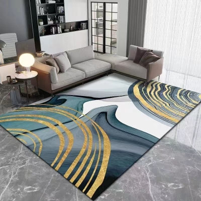 Tappeto di forma rettangolare resistente alle macchie in stile lusso leggero per la decorazione domestica