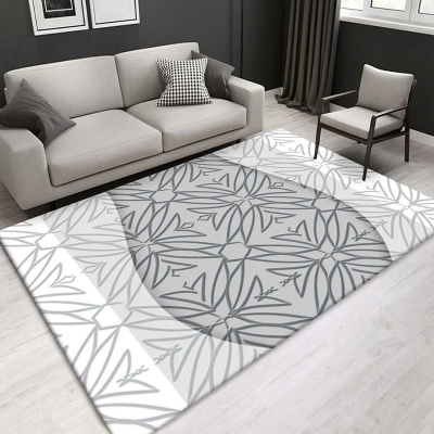 Tappeto moderno grigio Tappeto con area grafica in poliestere Tappeto resistente agli strappi per la decorazione domestica