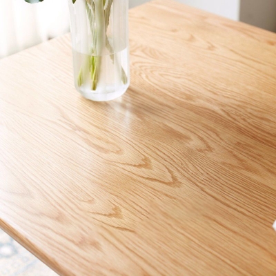 Tavolo da pranzo moderno rettangolare in rovere naturale con 4 gambe in legno massello