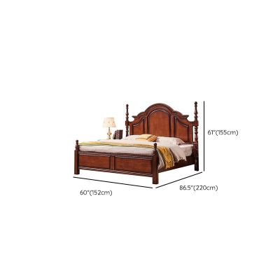 Letto tradizionale con pannelli in legno massello Letto standard a grandezza naturale marrone con contenitore