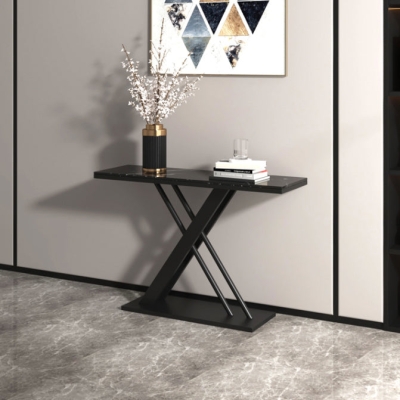 Tavolino consolle Glam resistente ai graffi, tavolino consolle con finitura anticata