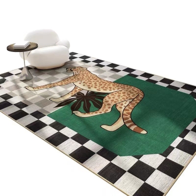 Tappeto moderno verde Tappeto lavabile in poliestere con stampa animalier per la decorazione domestica