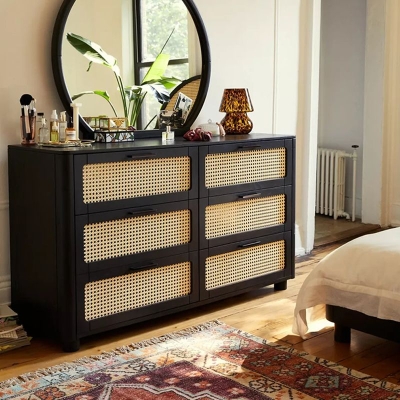 Cassettiera portaoggetti moderna in legno massello per camera da letto