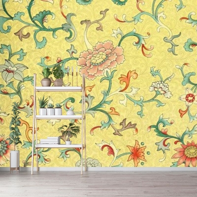 Carta da parati resistente alla muffa delle piante Illustrazione murale della camera da letto