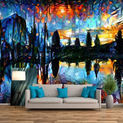 Arte astratta illustrazione modello muffa murale orizzontale per soggiorno