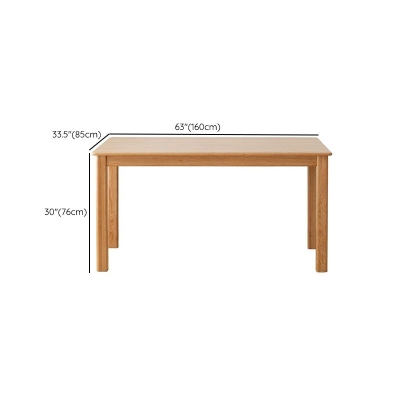 Tavolo da pranzo moderno rettangolare in rovere naturale con 4 gambe in legno massello