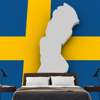 Ilustracja Naklejka ścienna Mapa wsp&oacute;łczesna tapeta z flagą odporną na pleśń