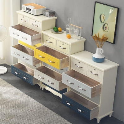 Glam Kommode, Schlafzimmer-Aufbewahrungskommode aus massivem Holz in Wei&szlig; mit Schubladen