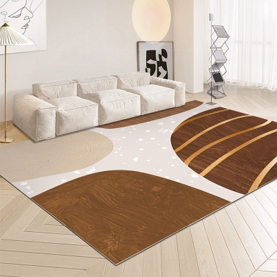 Tappeto lavabile in poliestere moderno color marrone scuro per soggiorno