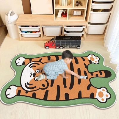 Tappeto moderno marrone Tappeto lavabile in poliestere con motivo a cartoni animati per la decorazione domestica