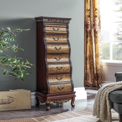 58,6" H Traditionelle Dessous-Truhe Vertikale Aufbewahrungstruhe aus Massivholz