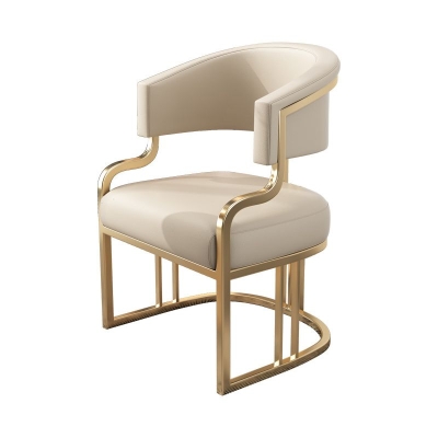 Poltrona da pranzo imbottita Glam Indoor con base dorata e schienale aperto