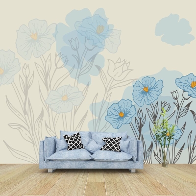 Carta da parati con illustrazioni di piante, decorazione murale per interni, ecologica e resistente alla muffa