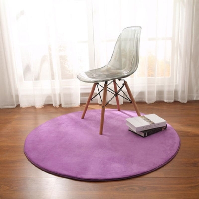 Tappeto con telaio resistente alle macchie in tinta unita in villo di forma circolare per camera da letto