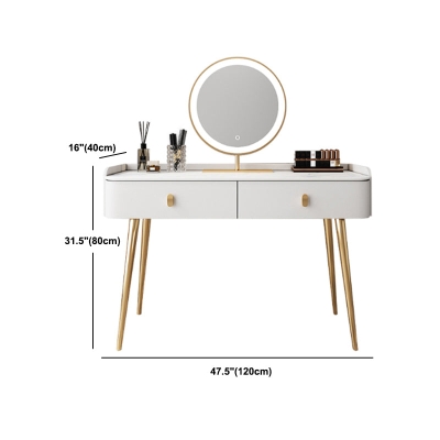Vanit&agrave; bianca con tavolo da trucco e sgabello, cassettiera con 1/2 cassetti - 31,89" H
