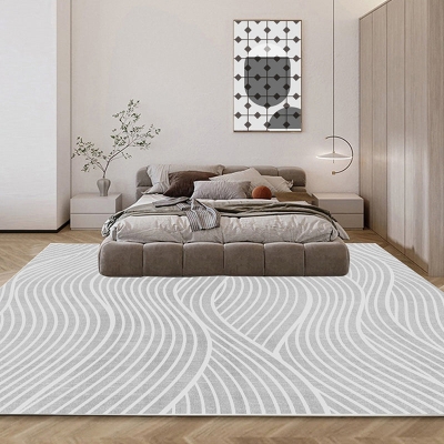 Tappeto Linea Contemporanea Tappeto Lavabile in Poliestere Grigio per Arredamento Casa
